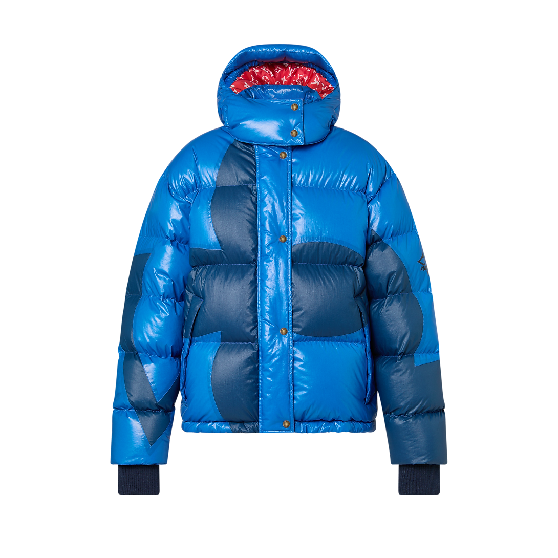 Abstract Monogram Flower Puffer Jacket Luxury Blue LOUIS VUITTON